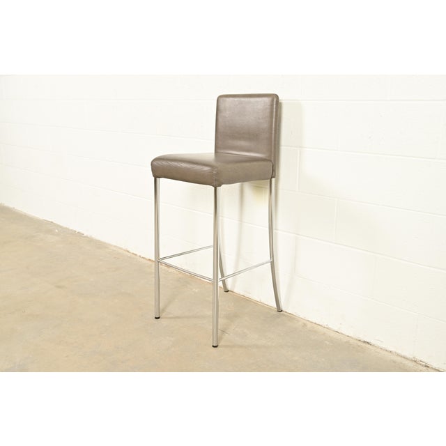 Steelcase Coalesse Modern Leather and Chrome Bar Stool For Sale - Image 12 of 12