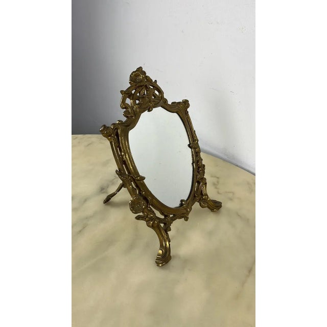 Table Mirror in Worked Brass, Italy, 1960s For Sale - Image 9 of 10