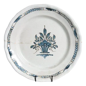 French Blue and White Platter with Cul Noir, 1800s