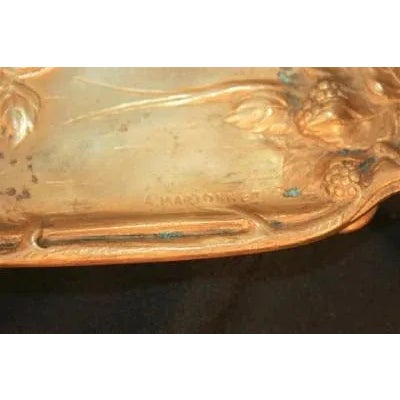 Antique French Art Nouveau Gilt Bronze Inkwell Signed A. Marionnet Depose For Sale - Image 9 of 11