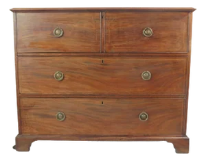 Antique 19th Century Solid Wood Inlaid Secretary Chest of Drawers