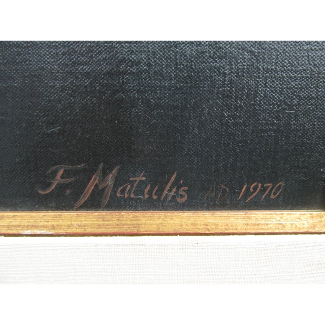 Blue Portrait of Male and Female Ancestor Figures by Works Progress Admin. Artist J. Matulis, 1970 For Sale - Image 8 of 12