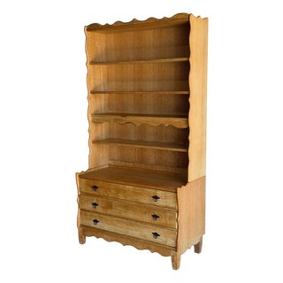 Vintage Oak Bookcase With Drawers Danish Open Shelving Unit 1970s For Sale