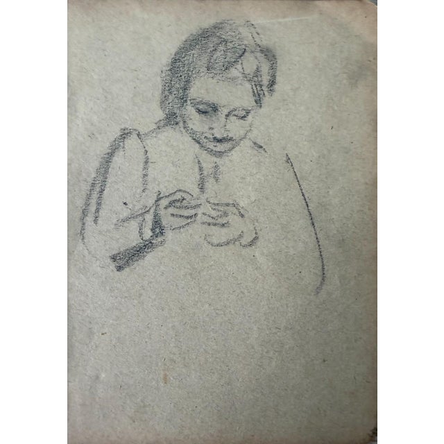 Heinrich Pforr, Collection of 6 Drawings on 4 Sheets Woman Handicrafts, 1920s, Pencil For Sale - Image 11 of 12