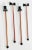 Festive set of four vintage blown glass swizzle sticks topped with black top hats and black bow ties, each with white...