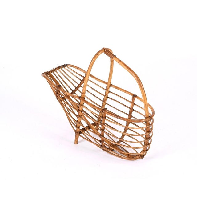 Mid-Century French Riviera Bamboo & Rattan Magazine Rack, Italy, 1960s For Sale - Image 14 of 18