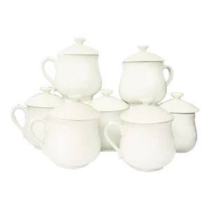 French White Porcelain Pots De Crème, Set of 7