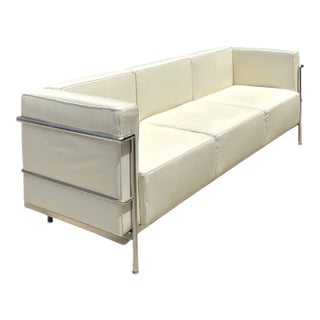 Vintage Chrome Frame Sofa After Le Corbusier For Sale