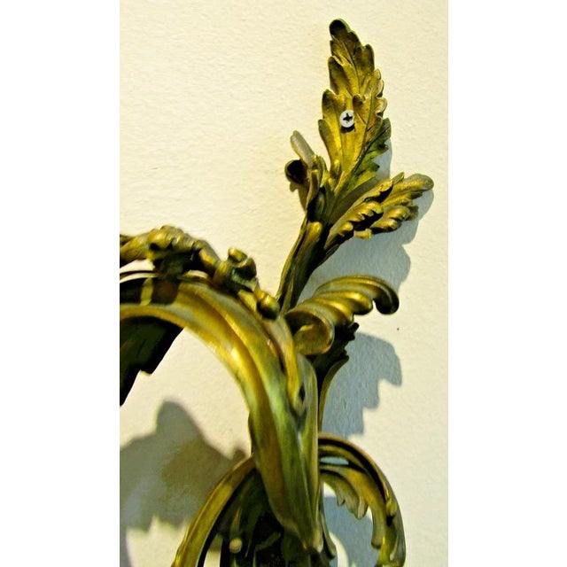 Antique French 19th Century Louis XV Gilt Bronze Two Light Wall Sconces - a Pair For Sale - Image 13 of 18