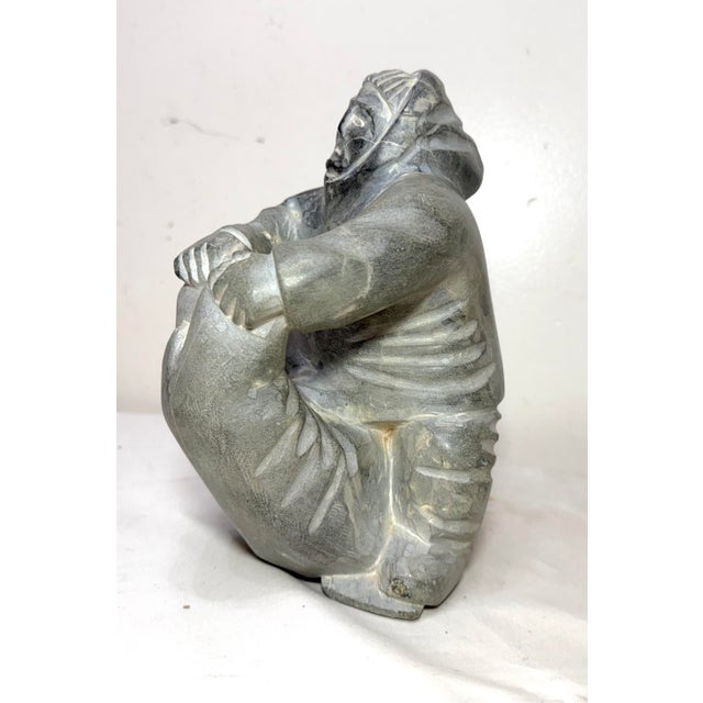 Figurative Large Antique Carved Soapstone Canadian Eskimo Walrus Sculpture Inuit Statue For Sale - Image 3 of 18