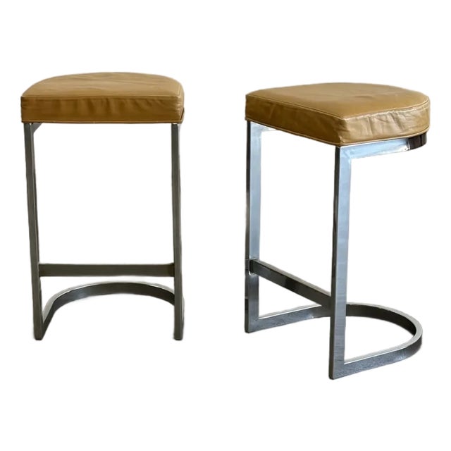 Vintage Cantilevered Stools - Pair For Sale