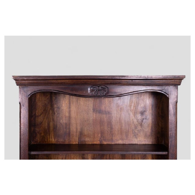 Ethnic Mango Wood Bookcase with Dark Walnut Finish For Sale - Image 5 of 7