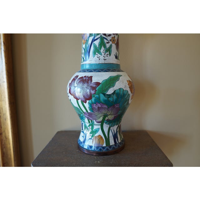 Vintage Porcelain Flower Tall Vase For Sale - Image 10 of 16