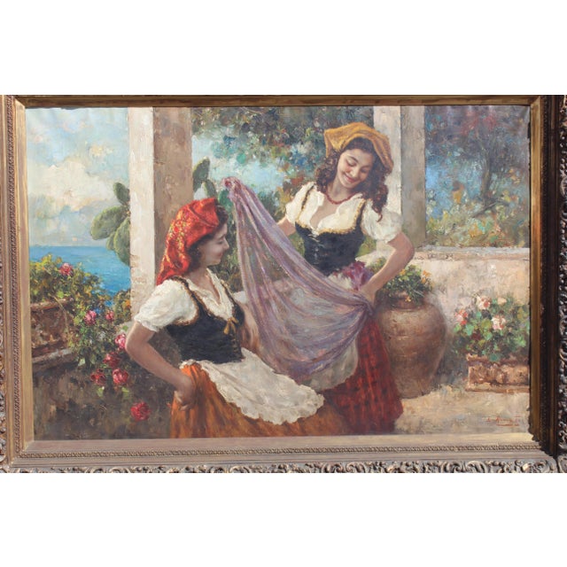 Fantastic and massive oil painting by 19c Italian artist Luigi Amato.
