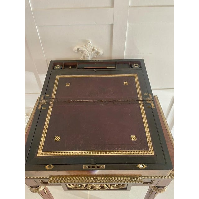 Wood Victorian Burr Walnut Brass Bound Writing Box, 1878 For Sale - Image 7 of 14