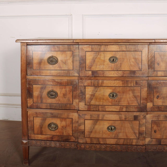 Wonderful Austrian 18th century pale walnut breakfront commode. 1790. This piece is designed in the style of the selected...