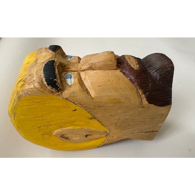 A hand carved and painted portrait sculpture commonly referred to as folk art or “Self-Taught” or self-made, in the great...