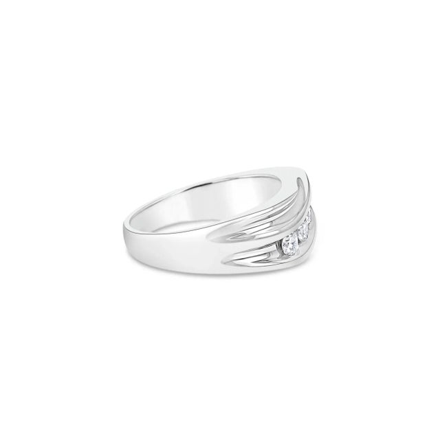 Contemporary Diagonal Five Stone Diamond Wedding Band 1.50cttw 14k White Gold, Size 8 For Sale - Image 3 of 3