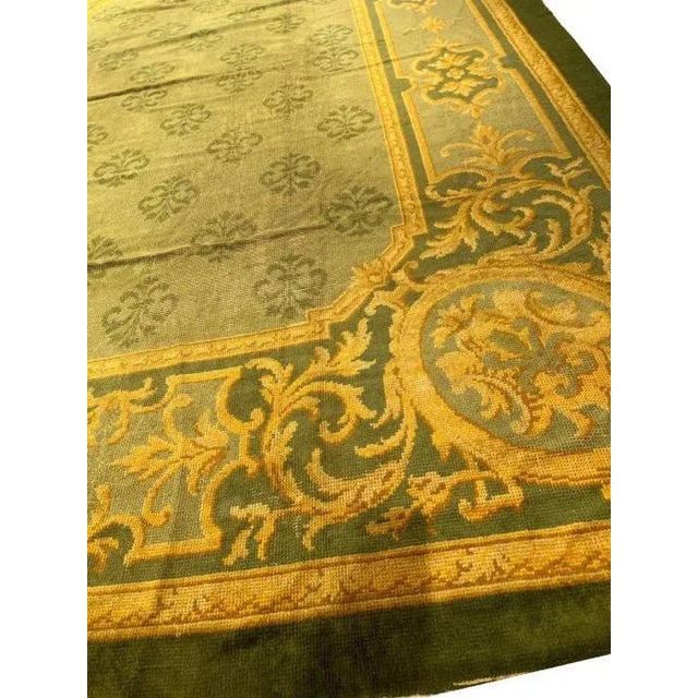 19th Century Donegal Green Handmade Rug For Sale In Washington DC - Image 6 of 7