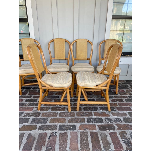 Vintage Rattan Dining Chairs With bed Backing Set of 6 Chairish
