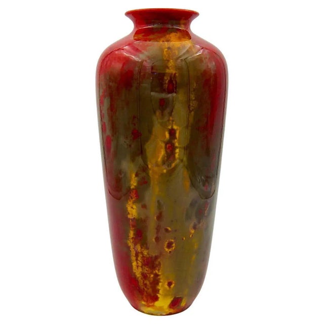 Signed Fred Moore Royal Doulton Flambe Vase in Red and Gold For Sale - Image 13 of 13