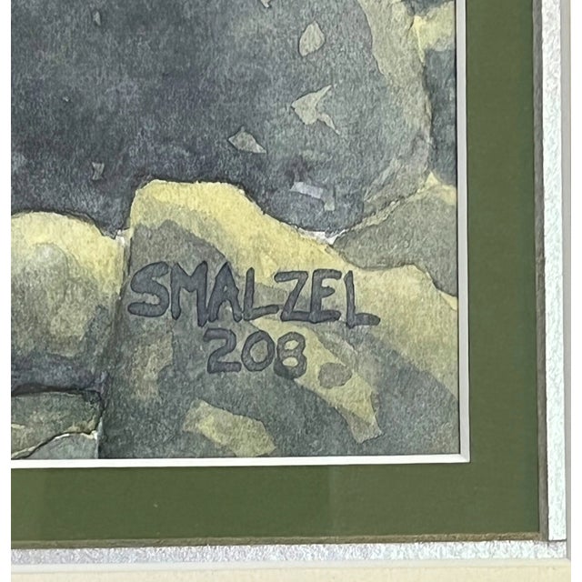 Original Stephen Smalzel Framed Watercolor Painting 'Rocky Mountain Landscape' For Sale - Image 9 of 13