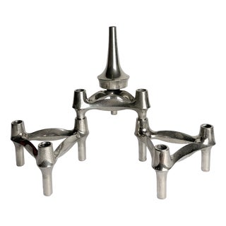 Modular Candleholder and Vase from BMF Nagel, Germany, 1970s, Set of 4 For Sale