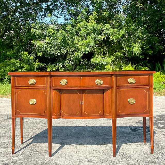 Chestnut Late 20th Century Vintage Regency Baker Hepplewhite Mahogany Sideboard For Sale - Image 8 of 12
