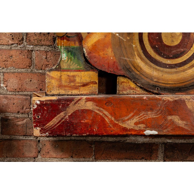 Vintage Double-Sided Art Deco Painted Carnival Ride Handrail Panel For Sale - Image 10 of 11