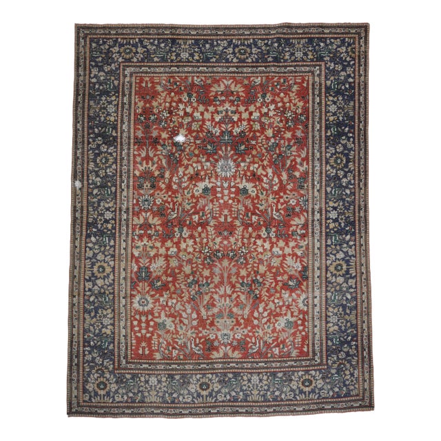 1970s Vintage Persian Handmade Wool Cotton Light Red Area Rug For Sale