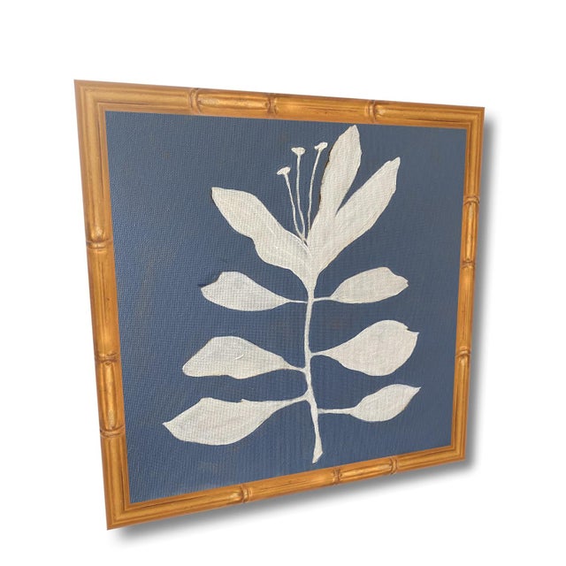 Contemporary Original Framed Acrylic Botanical Painting, Organic Boho Art Floral Wall Art, 13" X 13" by Tatiana Duperault For Sale - Image 3 of 5