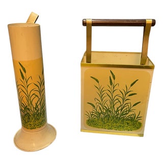 Vintage Umbrella Stand & Newspaper Holder, 1950s, Set of 2 For Sale