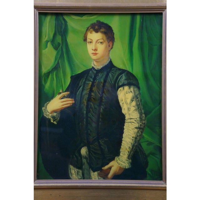 Late 20th Century Lodovico Capponi Oil on Canvas Aristocrat Portrait Painting After Bronzino 22" For Sale - Image 4 of 13