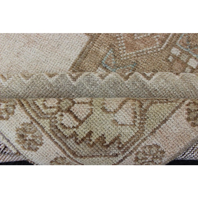 Vintage Turkish Oushak Rug in Sage Green, Taupe, Light Brown, and Light Green For Sale - Image 11 of 13