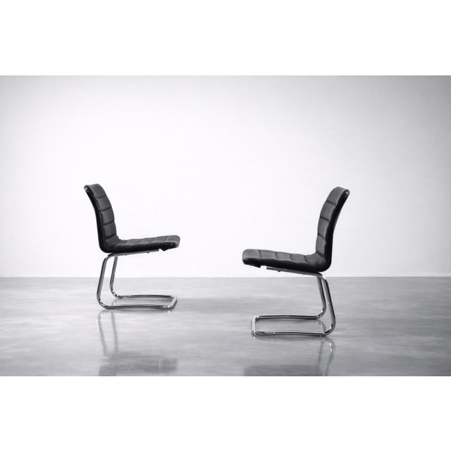 Mid-Century Modern Vintage Chrome and Black Leather Club Chairs from POL International, 1960s, Set of 2 For Sale - Image 3 of 18
