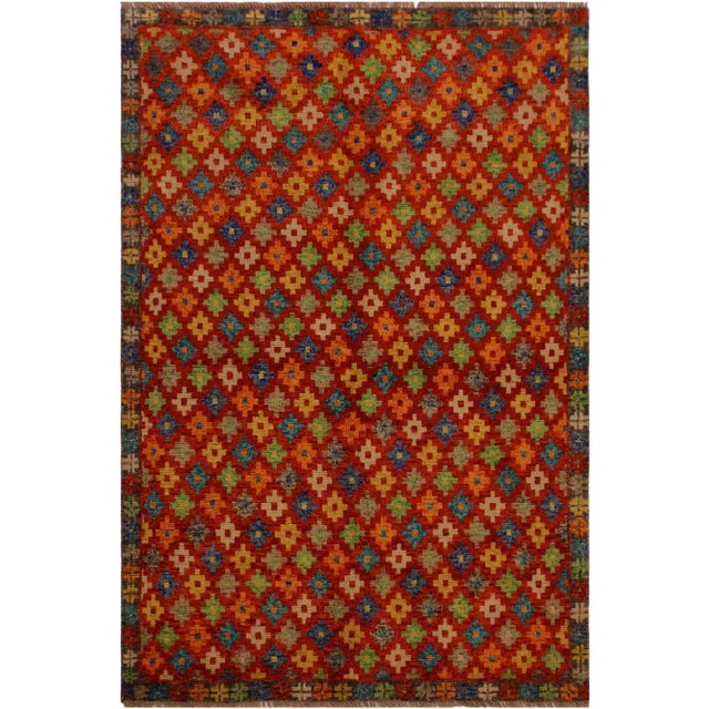 Orange 1990s Rustic 1990s Southwestern Orange/Gray Wool Rug - 4'11 X 6'6 For Sale - Image 8 of 8