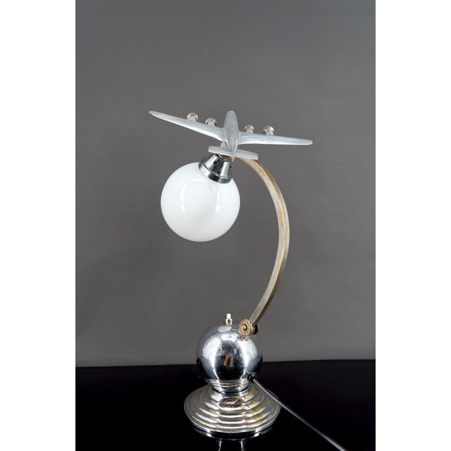 Airplane Lamp in Chrome and Aluminum, 1930s For Sale - Image 4 of 13