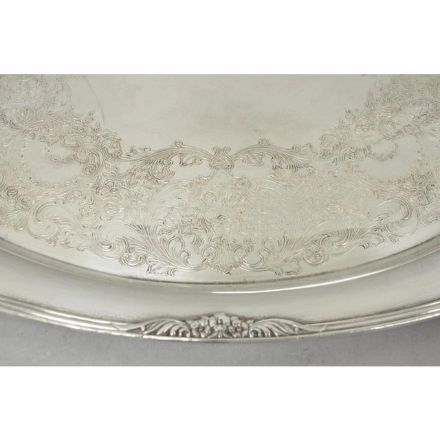 Metal 1847 Rogers Bros Eternally Yours Silver Plated Oval Serving Platter Butlers Tray For Sale - Image 7 of 14