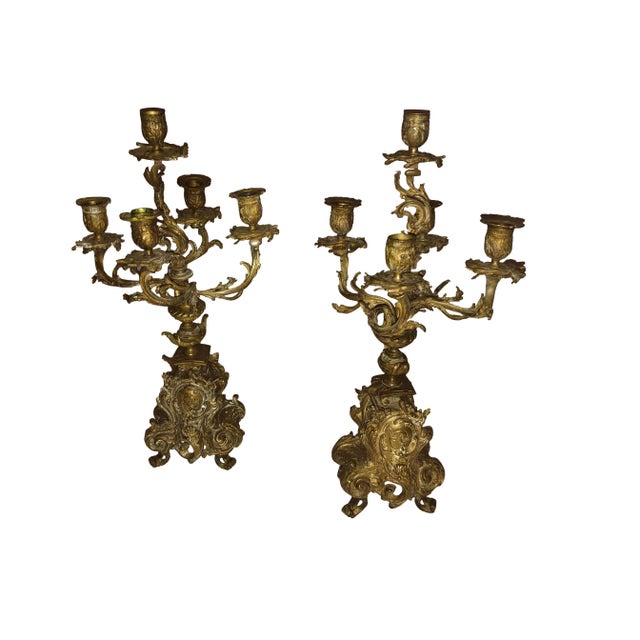 French Bronze Antique Candelabra - a Pair For Sale - Image 9 of 9