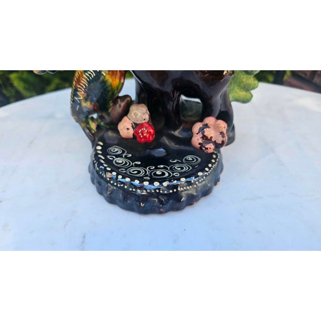 Ceramic Vase with Deer, Birds, Flowers, 1960s For Sale - Image 6 of 11