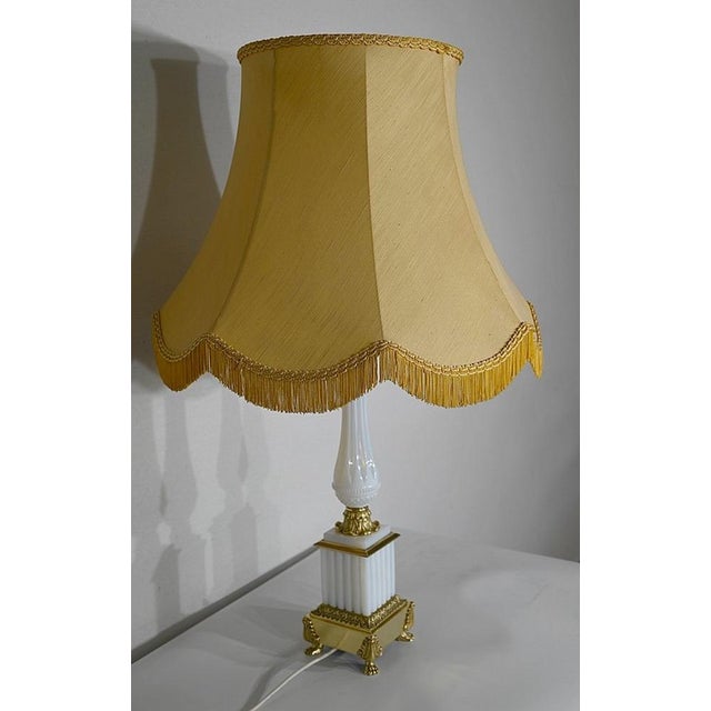 Louis XVI Style Opaline and Bronze Table Lamp, 1950s For Sale - Image 14 of 18