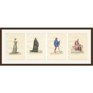 Bonnard, Medieval Figures Costume & Daily Life, Handcolored Engravings, 1845, Set of 4 For Sale