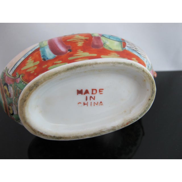 Antique Chinese Famille Rose Medallion Heavy Porcelain Gravy Boat Saucer Pitcher For Sale - Image 9 of 9