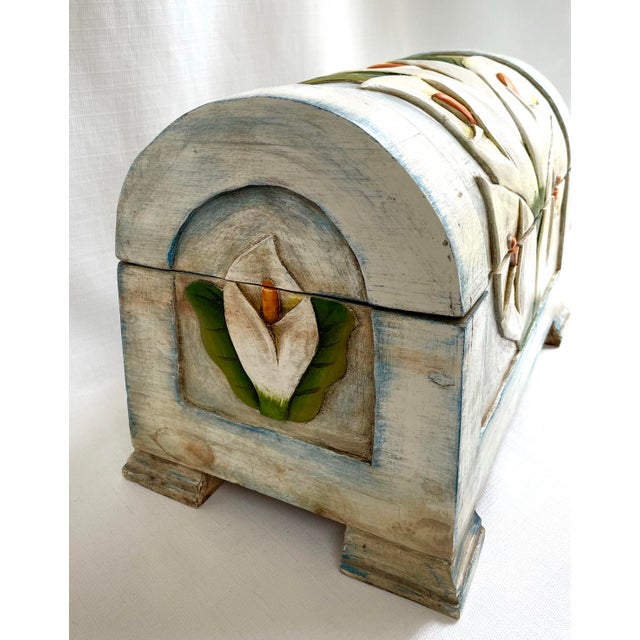 1980s Vintage Mexican Carved Folk Art Chest For Sale - Image 5 of 7