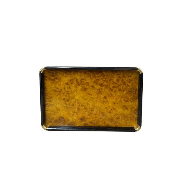 Chinoiseries Golden Brown Burl Rectangular Wood Accent Tray For Sale In San Francisco - Image 6 of 6