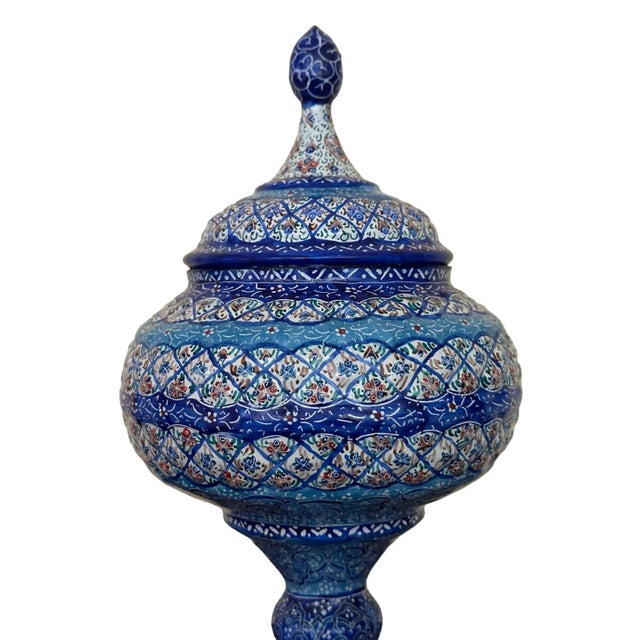Persian Minakari Enamel on Copper Lidded Compote For Sale In Washington DC - Image 6 of 9