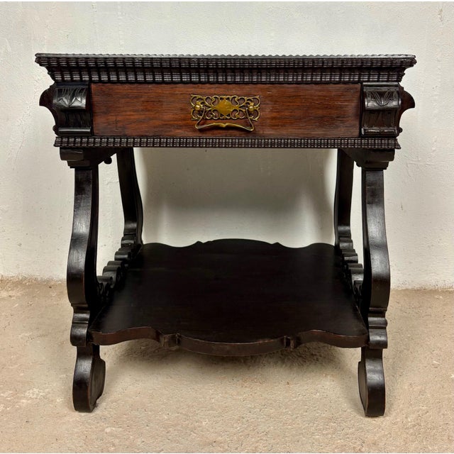 Portuguese Side Table with Drawer and Lower Shelf, 1930s For Sale - Image 9 of 16