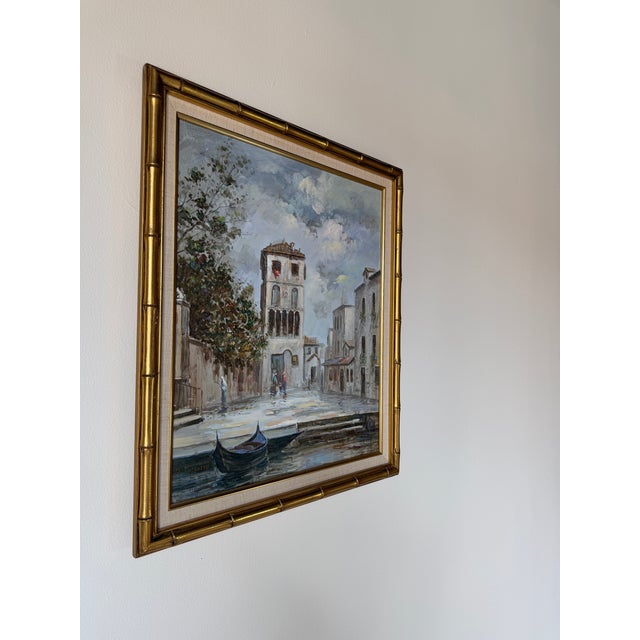 Impressionist R. Pissarro European Canal Scene Oil on Canvas Painting - Framed For Sale - Image 3 of 13