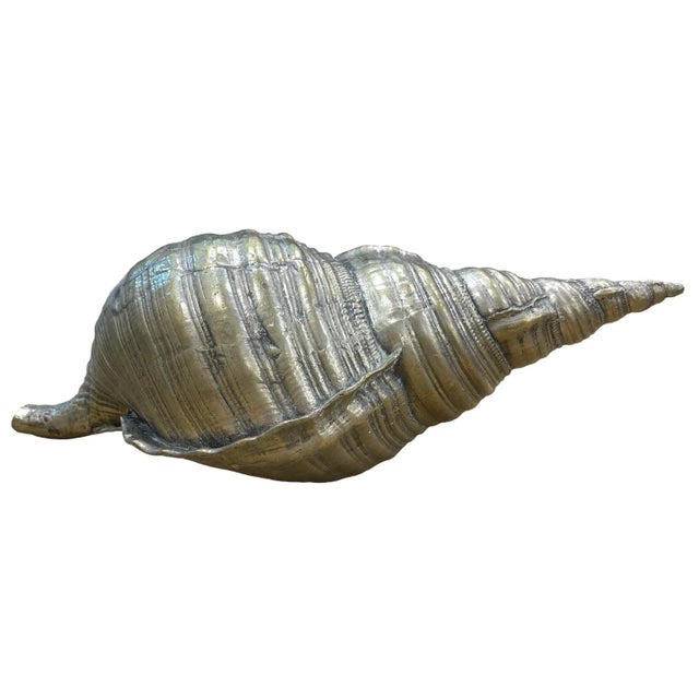 Vintage Large Brass Shell Planter/Objet For Sale - Image 4 of 12