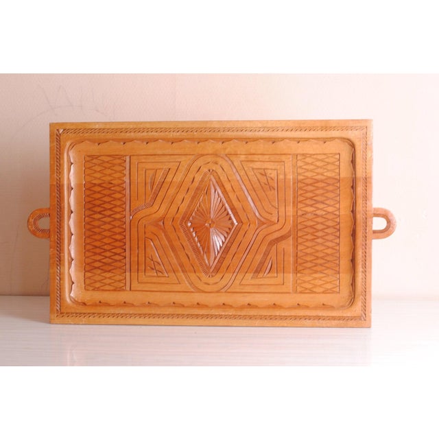 Brutalist Carved Wooden Serving Tray, 1970s For Sale - Image 3 of 8